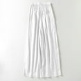 thumbnail image 5 of DPTALR George Women's Linen Summer Palazzo Pants,Casual Flowy Wide Leg,Drawstring High Waist Beach Trousers with Pockets,White,Size L, 5 of 9