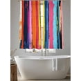 thumbnail image 6 of Colorful Striped Semi Sheer Curtains 63 Inch Length 2 Panels Set, Modern Rainbow Abstract Graffiti Art Sheer Kitchen Curtain Privacy Voile Window Curtain for Living Room Bedroom Rod Pocket Drapes, 6 of 7