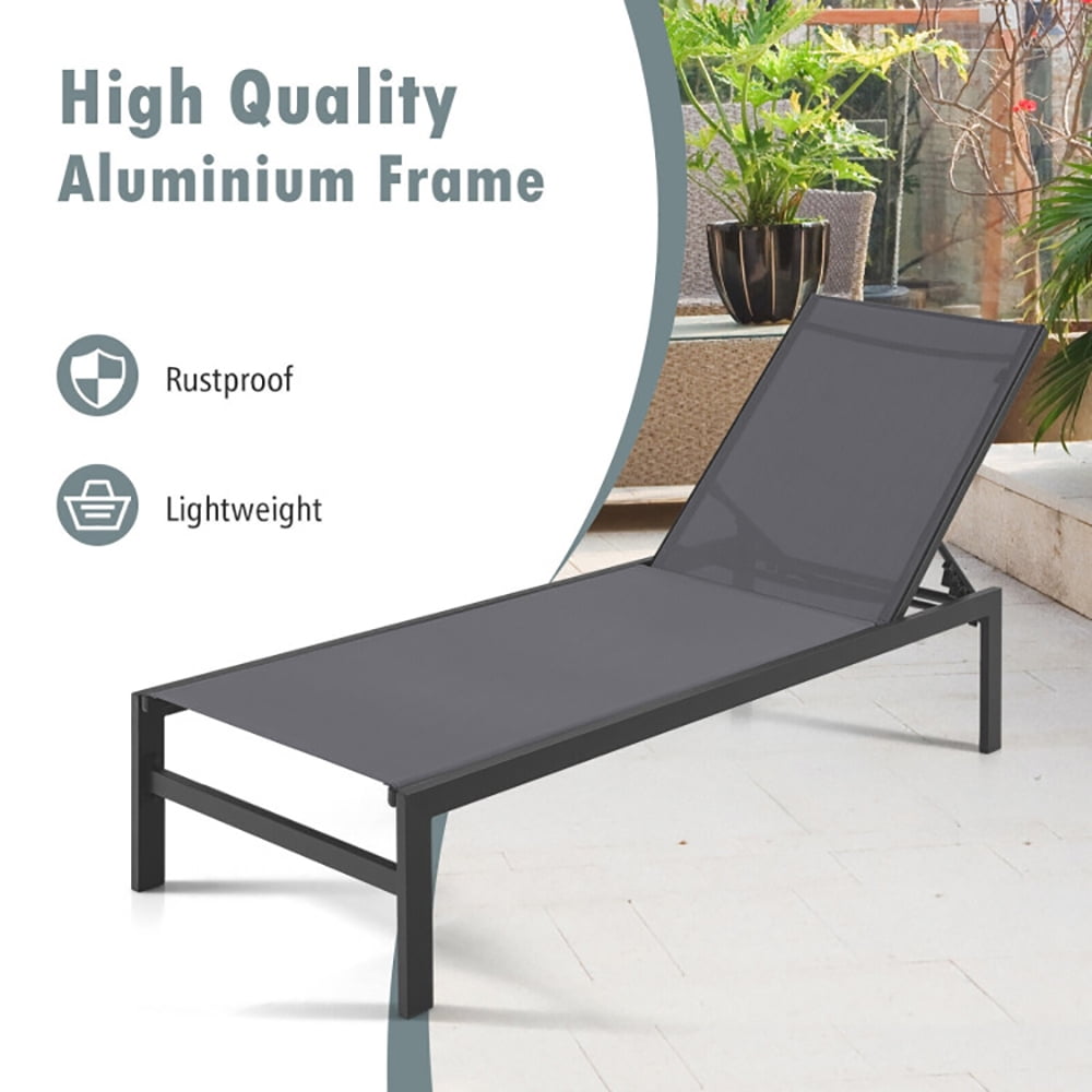 Aimee Lii 6-Position Chaise Lounge Chairs with Rustproof Aluminium Frame, Patio Loungers, Gray Aimee Lii 6-Position Chaise Lounge Chairs with Rustproof Aluminium Frame, Patio Loungers, Gray