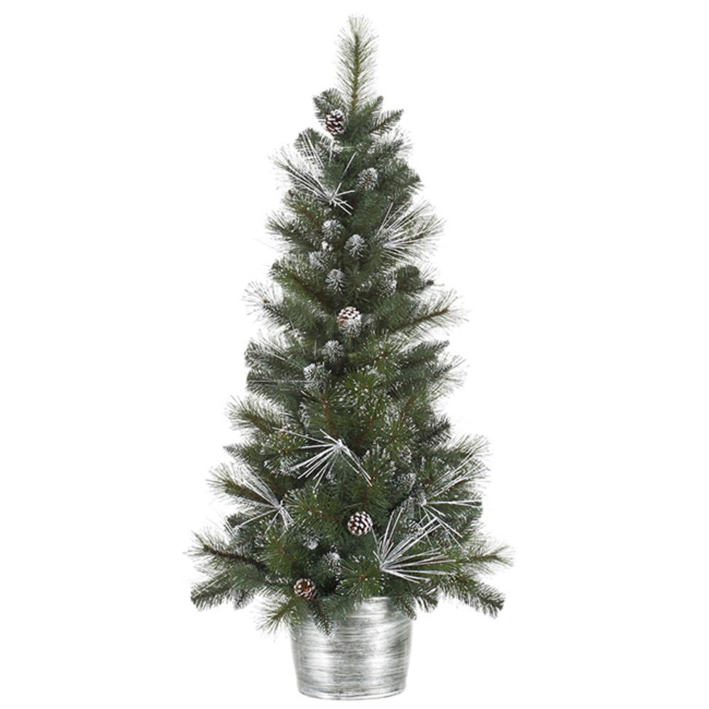 4' Flocked and Glittered Mixed Pine Potted Artificial Christmas Tree