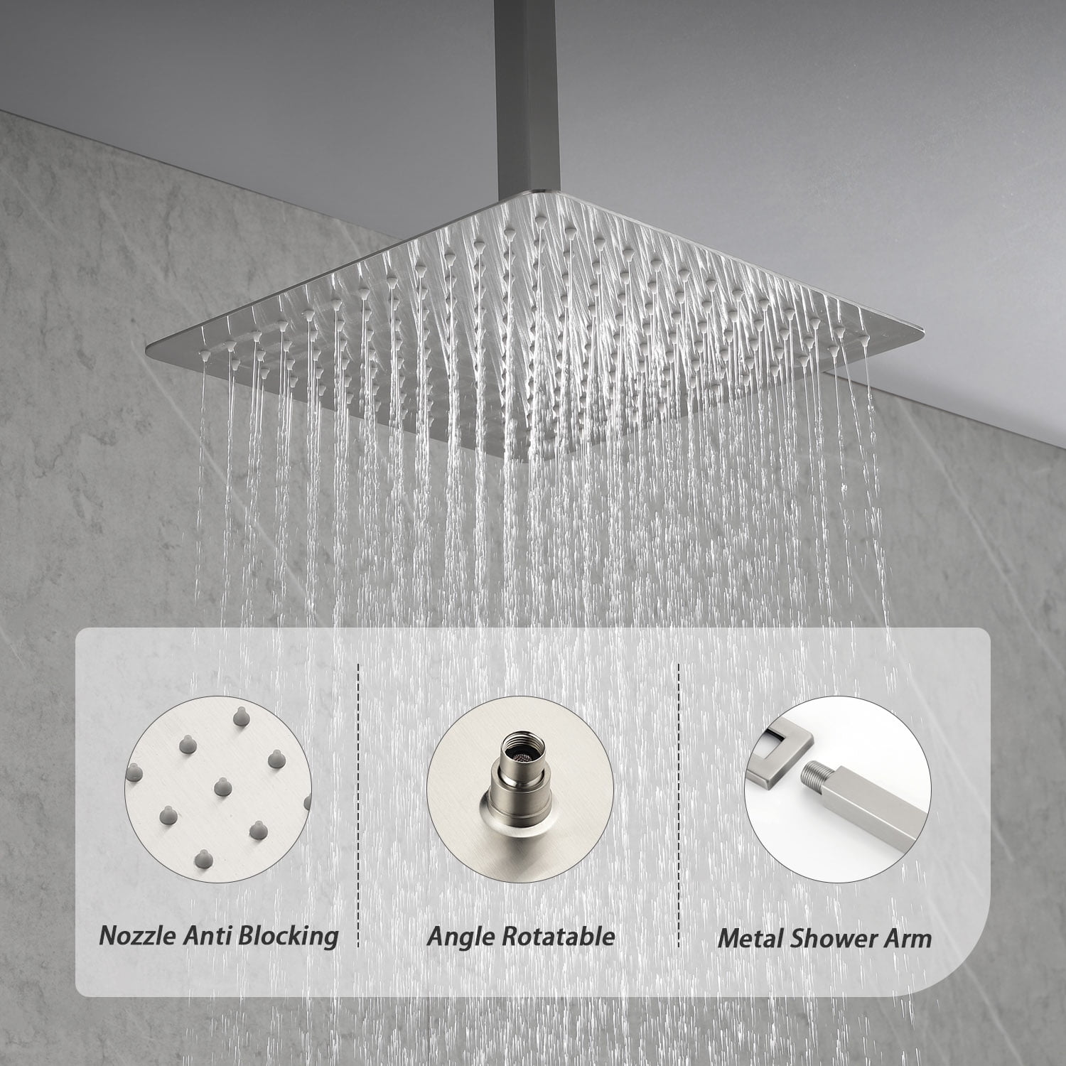 12 Inch Bathroom Luxury Rain Mixer Complete Combo Set Ceiling-Mounted Rainfall Shower Head and Handle System