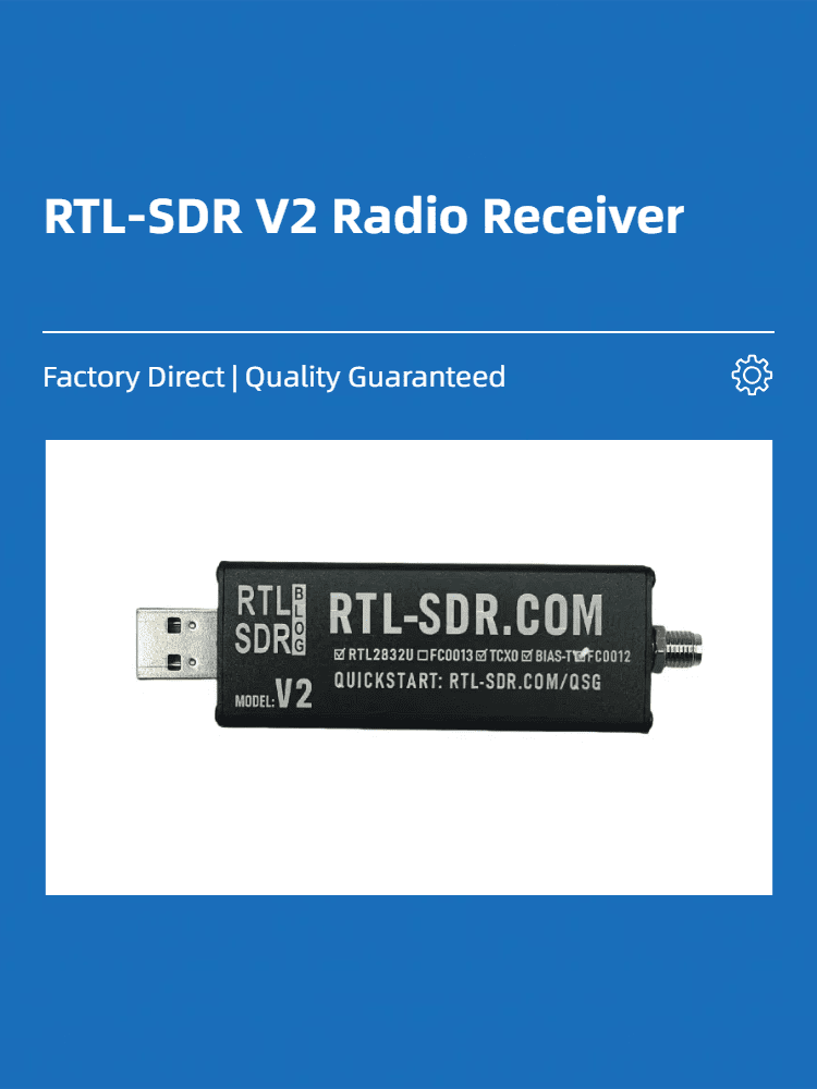 RTL-SDR V2 USB Software Defined Radio Receiver with Antenna, 22-1100MHz, RTL2832U FC0013 Tuner​
