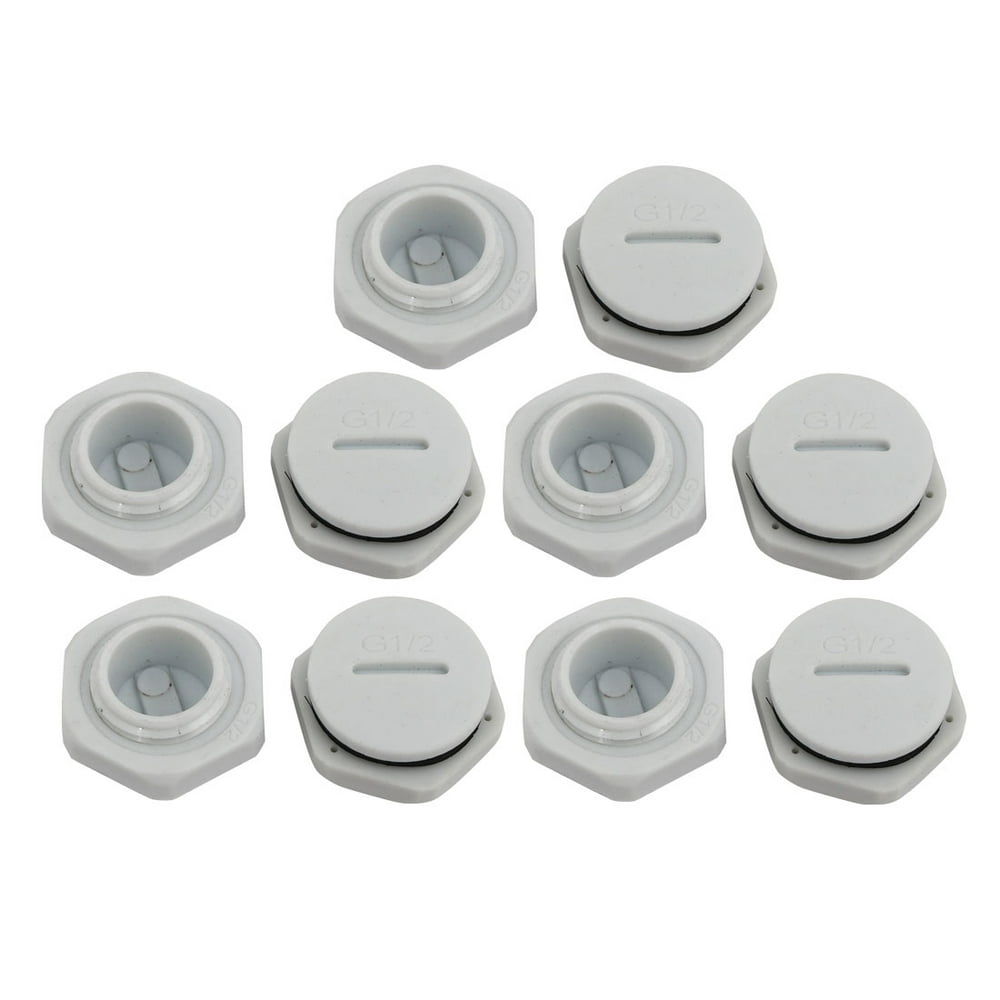 10pcs GLWG 1/2 Nylon Thread Cable Gland Cap Round Screwin Cover Gray