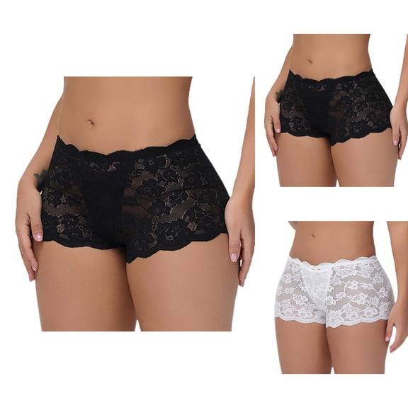 Lace Underwear for Women Wave Lightweight Breathable Sheer Mesh Boyshorts Panties