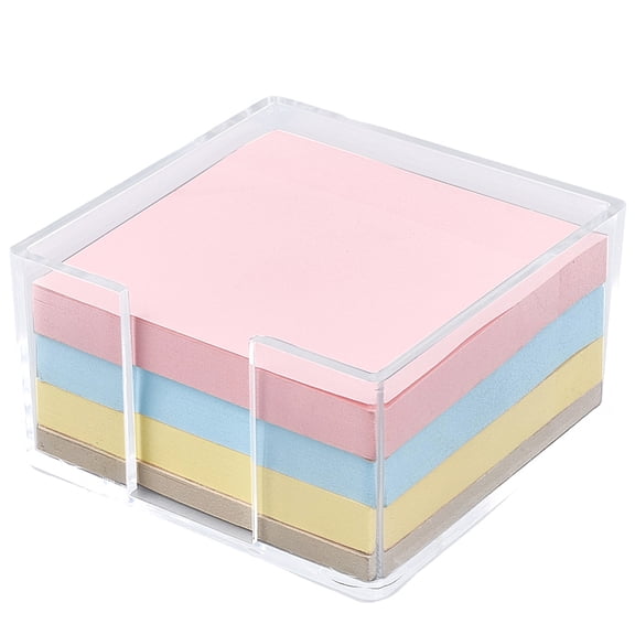 Acrylic Sticky Note Holder 3.2 x 3.2 Inch Clear Self-Stick Notepad Holder Organizer Sticky Cube Note Pad Dispenser Case DIY