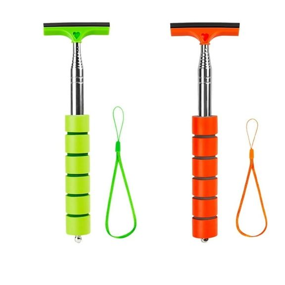 Telescoping Side Mirror Squeegee, Car Mirror Squeegee, Portable Cleaning Tool for Rainy Foggy Weather, Universal Car Accessories (Green Orange)