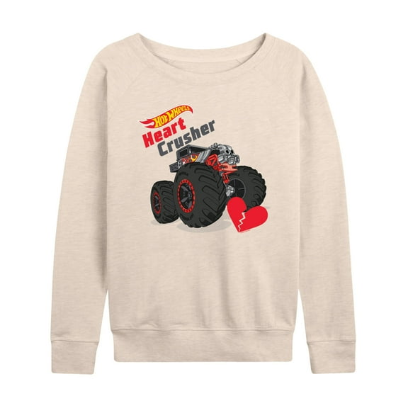 Hot Wheels - Valentine's Heart Crusher - Ladies French Terry Long Sleeve Shirt