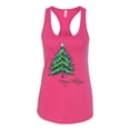 thumbnail image 2 of Wild Bobby, Merry Christmas Tree Christmas Ladies Racerback Tank Top, Raspberry, Medium, 2 of 3