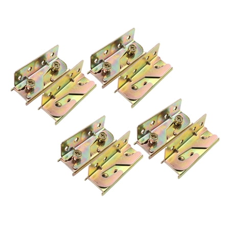 Bed Rail Bracket - Bed Rail Fittings - Heavy Duty Non-Mortise - Set of 8 (Screws Included),8 x Bed rail bracket 64 x Mounting screw (with OPP bag),color zinc