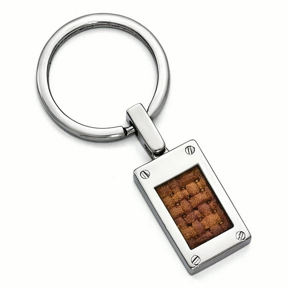Edward Mirell Titanium Brown Leather Key Band Ring Size