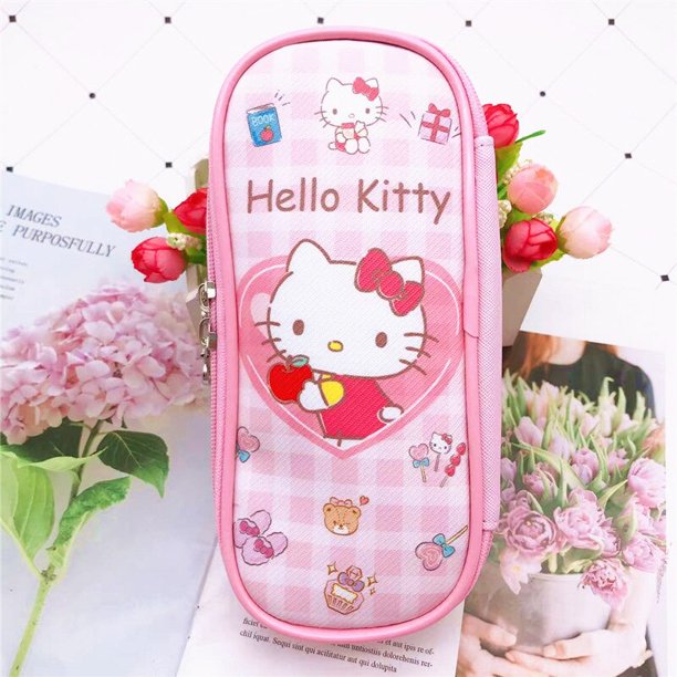 Caja de papelería creativa Kawaii Sanrio, bolsa de lápices de dibujos animados, My Melody, Cinnamoroll, Hello Kitty, Kuromi, gran capacidad Fivean unisex