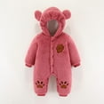 thumbnail image 2 of Baby Boy Girls Winter Warm Rompers Unisex Newborn Fleece Outfits Bodysuits Newborn Baby Winter Girls Boys Clothes Warm Animal Ears Bear Claw Overall Rompers Hooded Jumpsuit Wine 3-6 Months, 2 of 4
