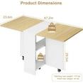 thumbnail image 2 of Garvee Table à Manger Pliant de 47,2 Pouces, Pliant et Extensible, 6 Roues et 2 Tablettes de Rangement, Blanc et Chêne, 2 of 9