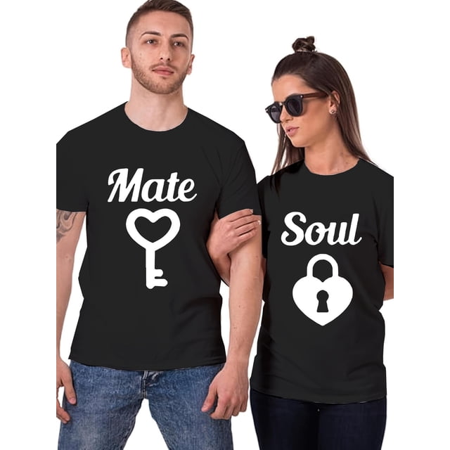 Camiseta con estampado frontal de pareja SoulMate, camiseta gráfica, camiseta informal de verano, ropa de calle para hombres y mujeres. Camiseta de una sola pieza para adultos, hombres, mujeres, adole