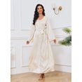 thumbnail image 4 of Women's Fashion Beaded Dress Elegant Robe (White,XL), 4 of 5