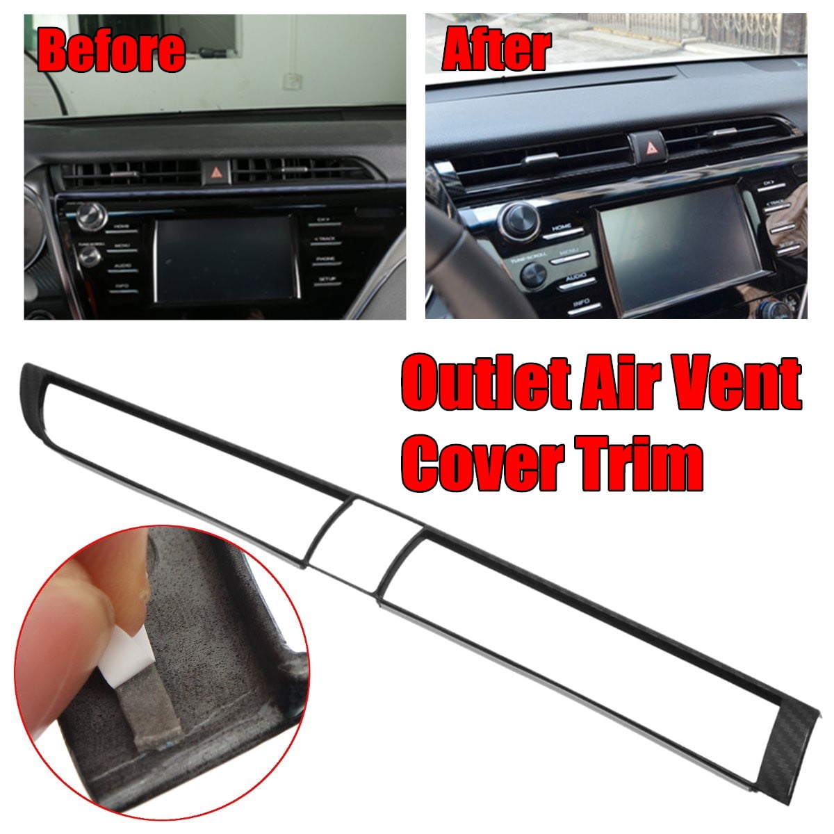 1x Outlet Air Vent Cover Trim Interior Central Carbon Fiber For Toyota Camry 