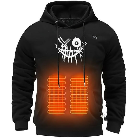BOOMNY Mens Heated Hoodies Long Sleeve Heating Hoodie for Men Casual Graphic Y2K Soft Warm Pullover Hooded Sweatshirt Cozy Fall Winter Hoodies With Pocket