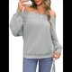 thumbnail image 2 of Sudadera Holgada Informal de Larga con Hombros Descubiertos para Mujer, Estilo Jersey de Otoño Gris XXL, 2 of 8