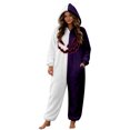thumbnail image 3 of LILIYA Halloween Jumpsuit, Unisex Hooded Onesie, Color Block Plush Sleepwear with Deep Pockets, Relaxed Fit 1-Piece Bodysuit, Cozy Holiday Loungewear for Couples, 3 of 6