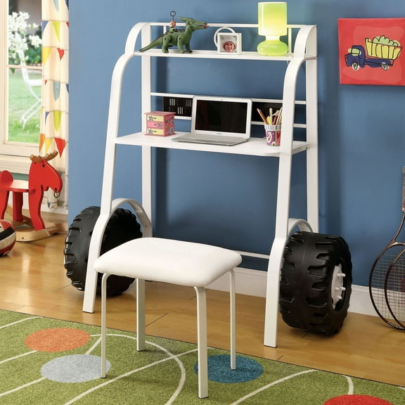 Feln Metal Kids Desk and Stool Set, White