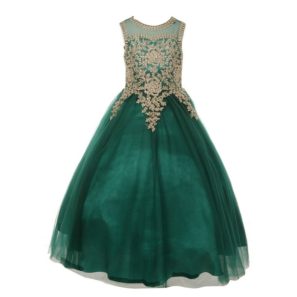 Cinderella Couture Hunter Green  Rhinestone Embroidered 