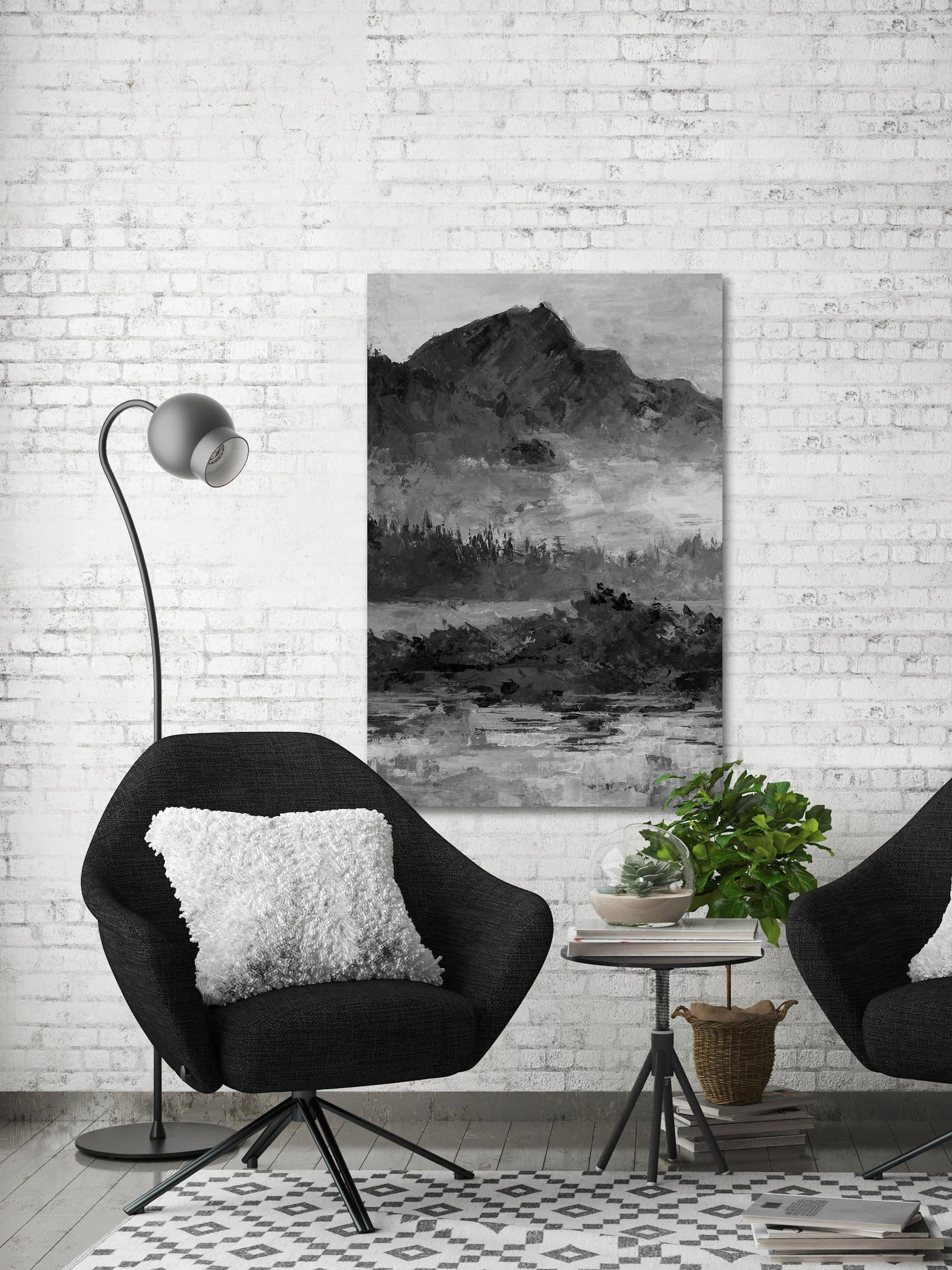 Parvez Taj "Dark and Mysterious Mountain" Painting Print on Wrapped Canvas