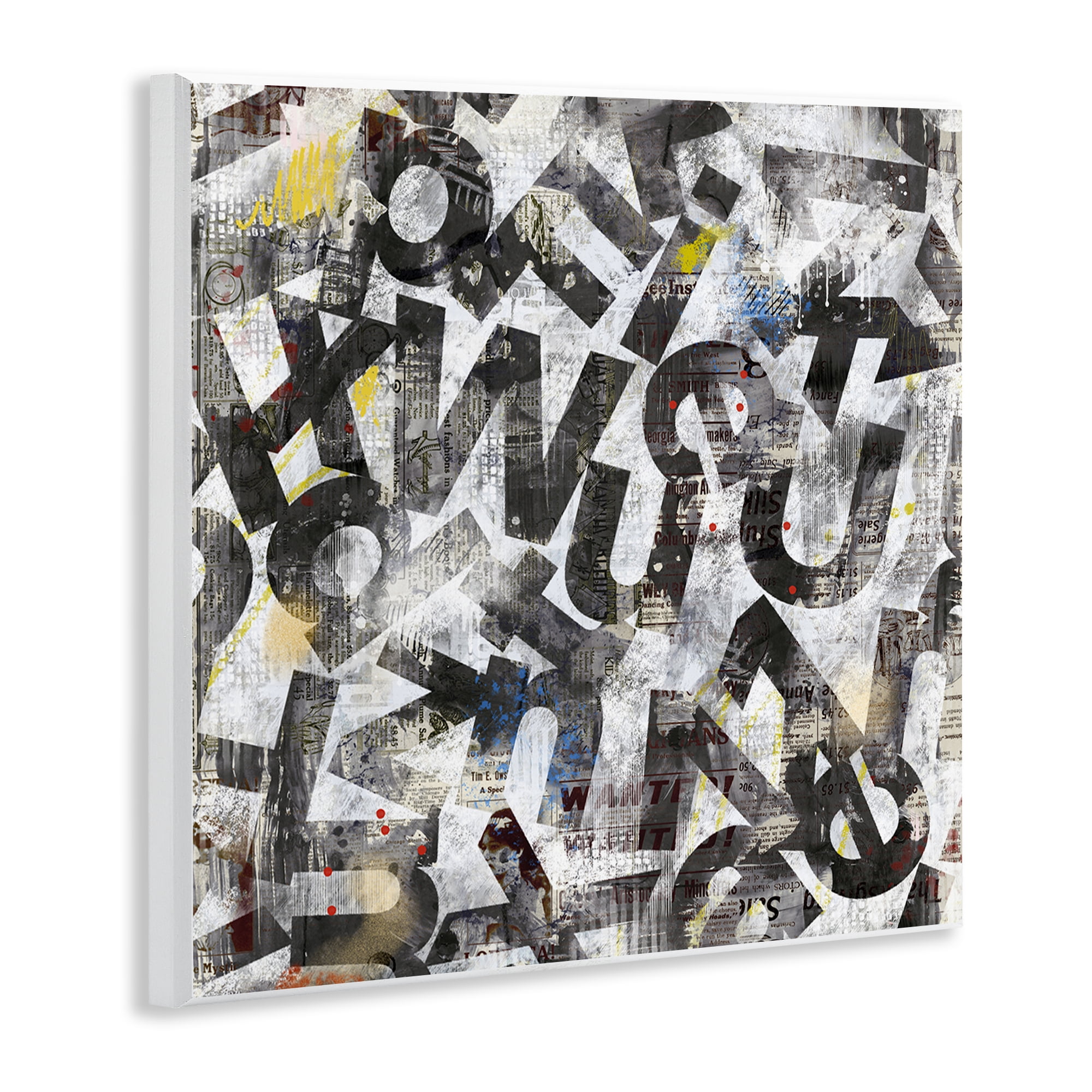 Stupell Industries Mixed Letters Abstraction Abstract Painting Unframed Art Print Wall Art, 12 x 12