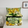 thumbnail image 4 of Yellow Lily Comforter Set,Nature Garden Blooming Flowers Romantic Bedding Set for Teens Young Room,Artistic Stained Glass Style Patchwork Quilt Set 3 Pcs with 2 Pillowcases,Full, 4 of 6