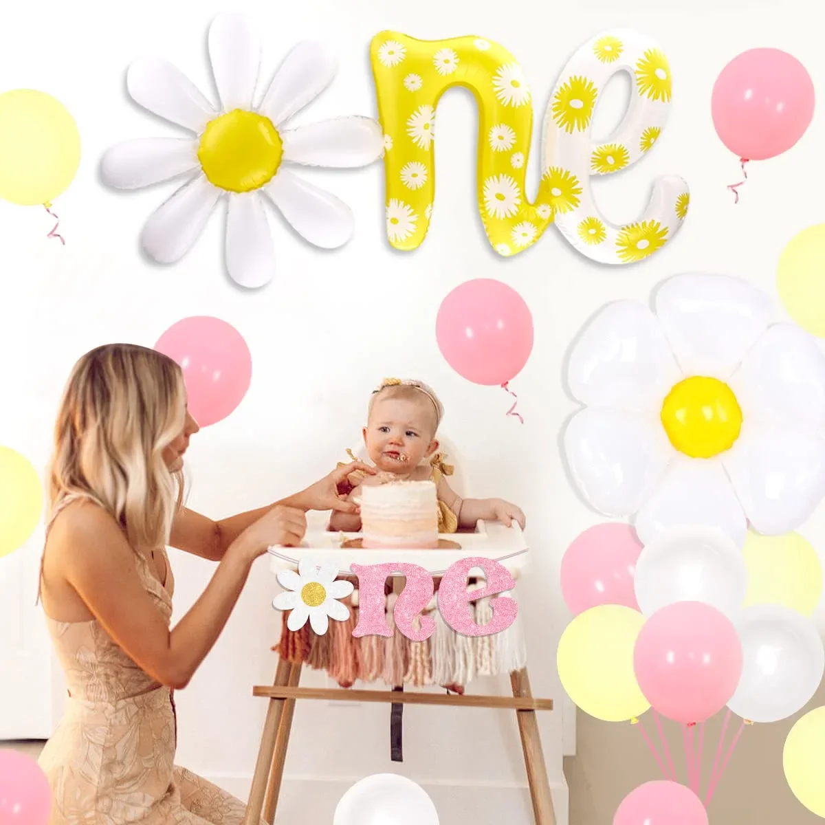 Décoration D'anniversaire Pour Fille - Motif Marguerite - 1 An - Ballon