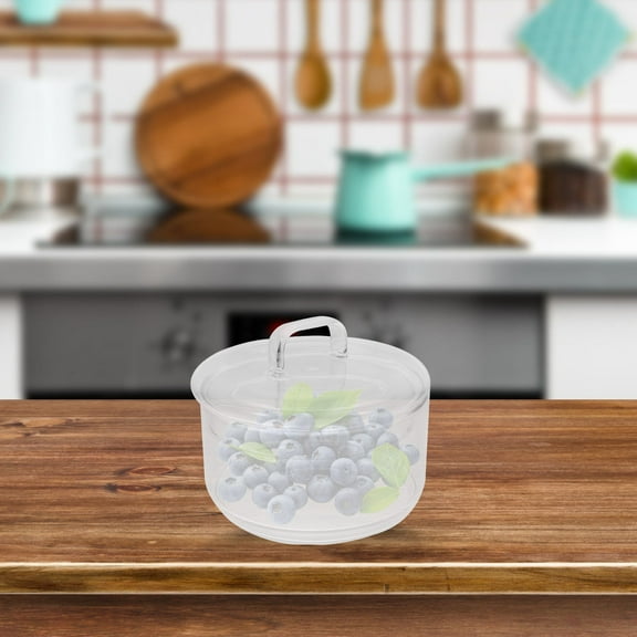 Pretyzoom Transparent Heat Resistant Glass Salad Bowl for Kitchen Use Stackable with Lid