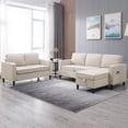 thumbnail image 3 of Mjkone 2 Pieces Living Room Furniture Sets, Sectional Sofas and Couches Set with Storage Ottoman for Living Room, 3-Seater + Loveseat + Ottoman,Beige, 3 of 9
