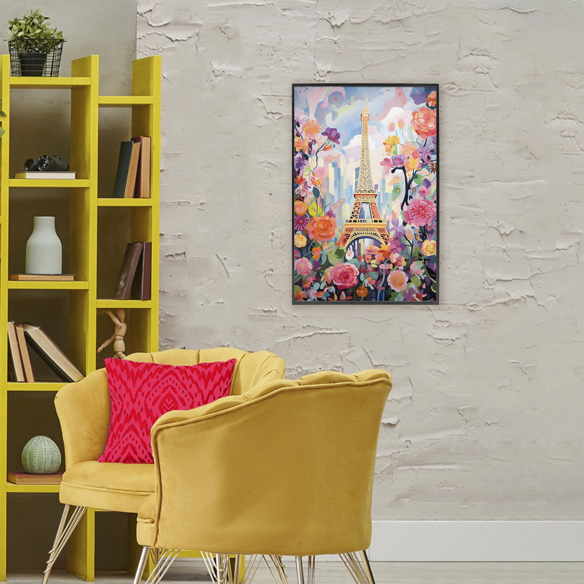 Stupell Industries Eiffel Tower Surrounded By Florals Black Framed Giclee Art, design by Creative Studio