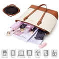 thumbnail image 3 of Women Handbags Set 4pcs Purses for Women Tote Bags Satchel Shoulder Bag Wristlet Bag Clutch Purse for Women, 3 of 8