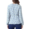thumbnail image 3 of Blusa de mujer con volantes y escote en V, floral, con lazo autoadherente, peplum, talla XL, azul cielo, 3 of 6