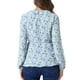 thumbnail image 3 of Blusa de mujer con volantes y escote en V, floral, con lazo autoadherente, peplum, talla XL, azul cielo, 3 of 6