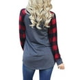 thumbnail image 4 of Women Round Neck Long Sleeve Splicing Plaid Top, 4 of 6