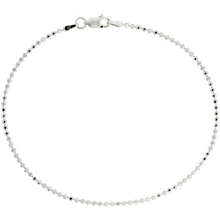 Sterling Silver Faceted Pallini Bead Ball Chain Bracelet 1.8mm Nickel Free Italy 8 inch