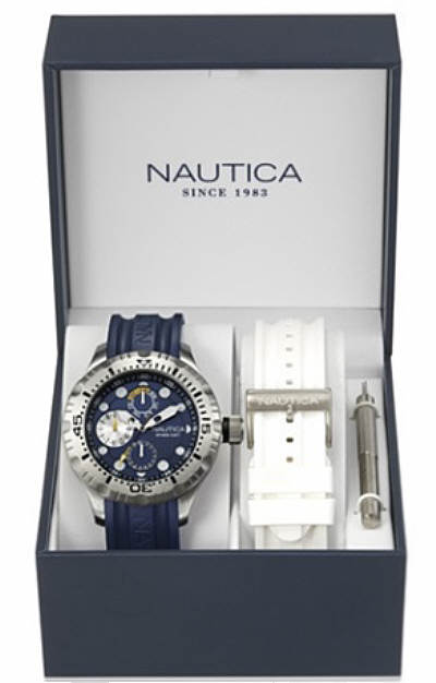 nautica men's interchangeable watch set