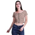 thumbnail image 2 of Moomaya Boat Neck Zipper Top Short Sleeve Viscose Jersey Crop Tops For Women, 2 of 5