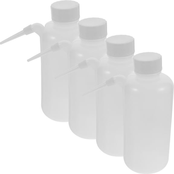 LEORX 4Pcs PE Wash Bottle Transparent Plastic Nozzle Design for Chemical Laboratories