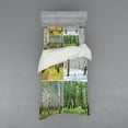 thumbnail image 1 of Ambesonne Forest Bedding Set 3 Pcs, Fall Winter Birch Tree, Twin XL, Green White, 1 of 3