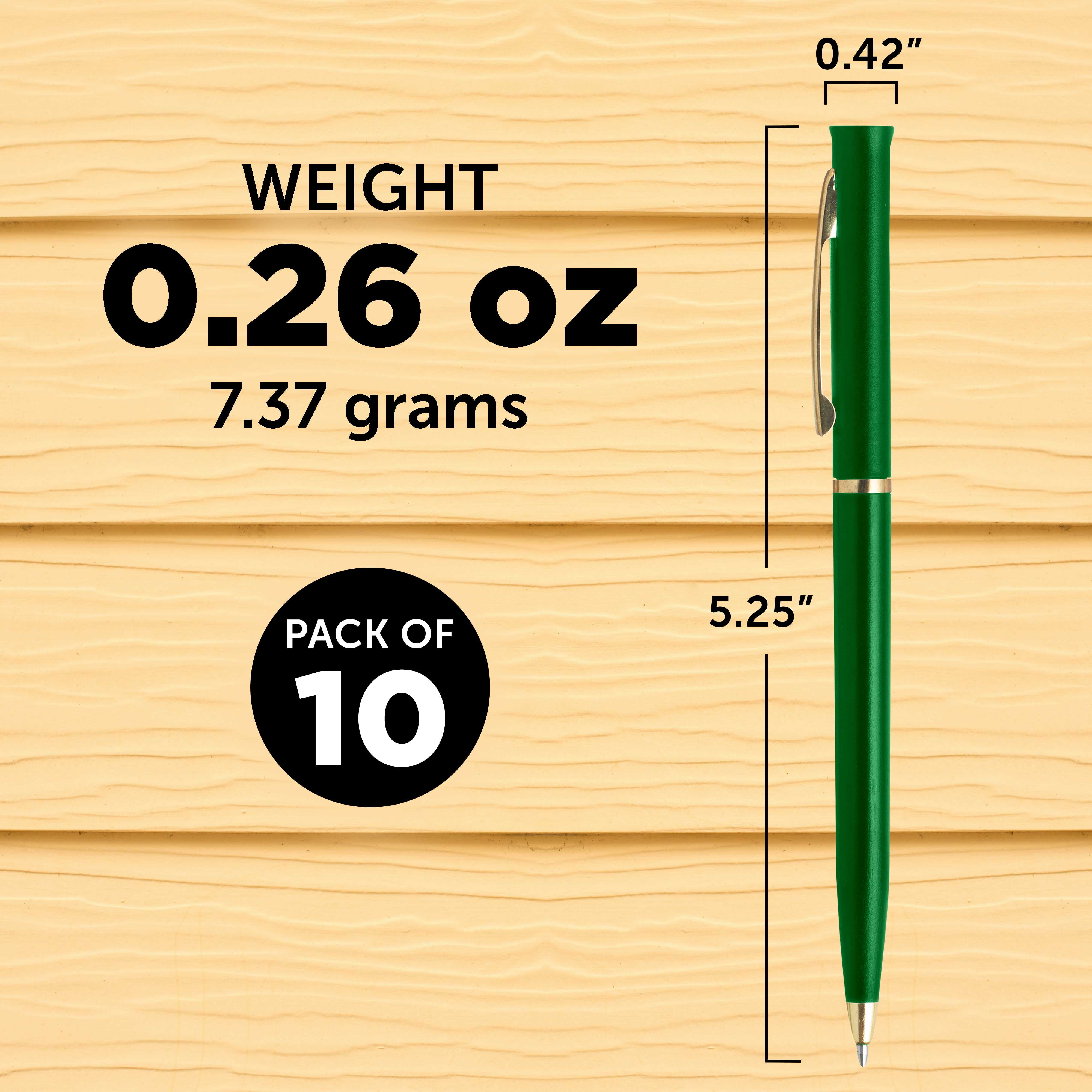 10 Alston Hotel Pens Pack - Ballpoint, Gold Metal Accent - Green