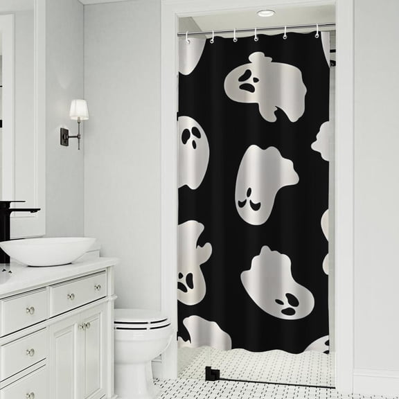 Black Halloween Ghost Silhouettes Shower Curtain 36"x72" ,Bathroom Decorative Shower Curtains Set with 12 Hooks,Modern Waterproof Washable Shower Curtain