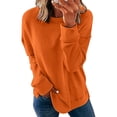 thumbnail image 2 of Gibobby Temperamento Pullover Top 1 PCS Mujeres Otoño Invierno Suelto Casual Manga Larga Cuello Redondo Color Sólido Suéter (Anaranjado, XL), 2 of 5