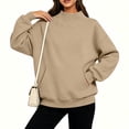 thumbnail image 4 of hoksml Women's Mock Neck Pullover Sweatshirt, Oversized Long Sleeve Top with Convenient Side Pockets, Cozy Casual for Daily Wear, 4 of 8