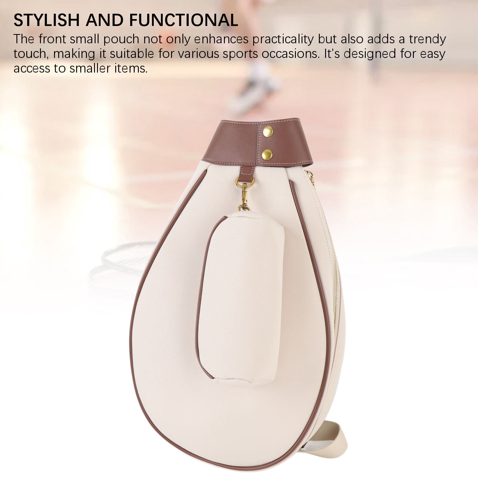 YAHHU Professional Tennis Sling Bag Large Capacity Water Resistant Professional Tennis Backpack for Badminton Beige (20.1 x 13.4 x 2.8 inches / 51 x 34 x 7 cm)