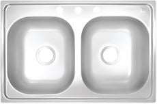Mobile Home Parts 33" x 19" x 9" Deep Double Bowl White Acrylic Kitchen Sink