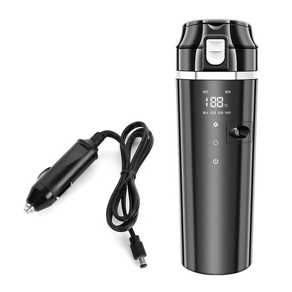 BIBABLYKE 12V 24V Stainless Steel 17oz Heated Travel Mug Travel Electric Cup,500ml Car Electric Kettle Adjustable Temperature