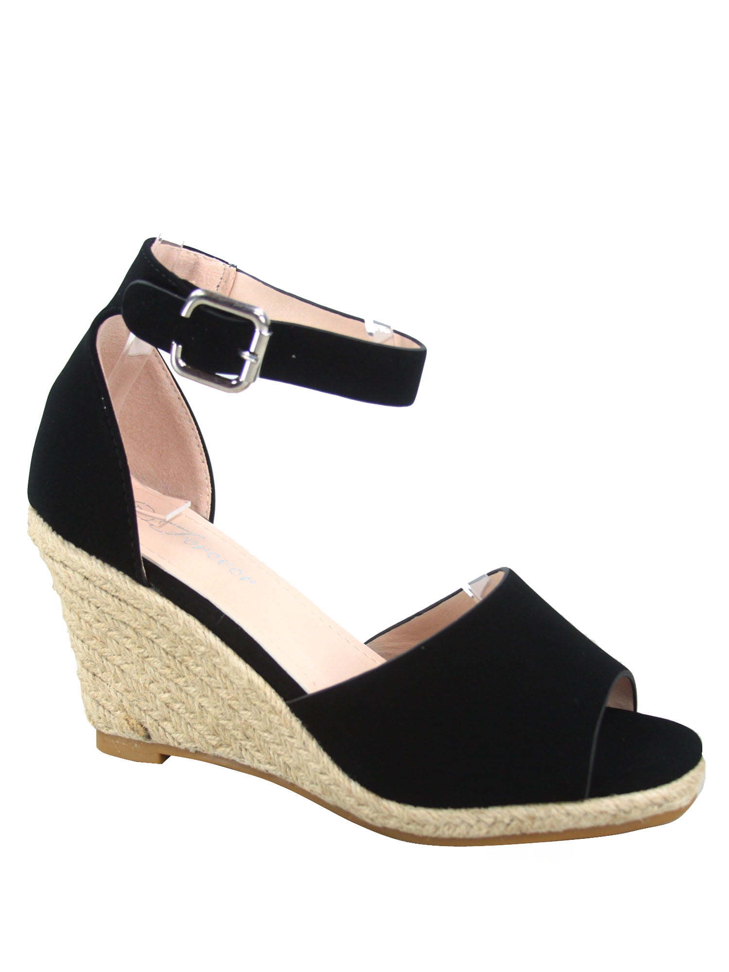 Women Sandals Leather Peep Toe Wedge Heels Cross-Strap Slingback Platform Shoes 