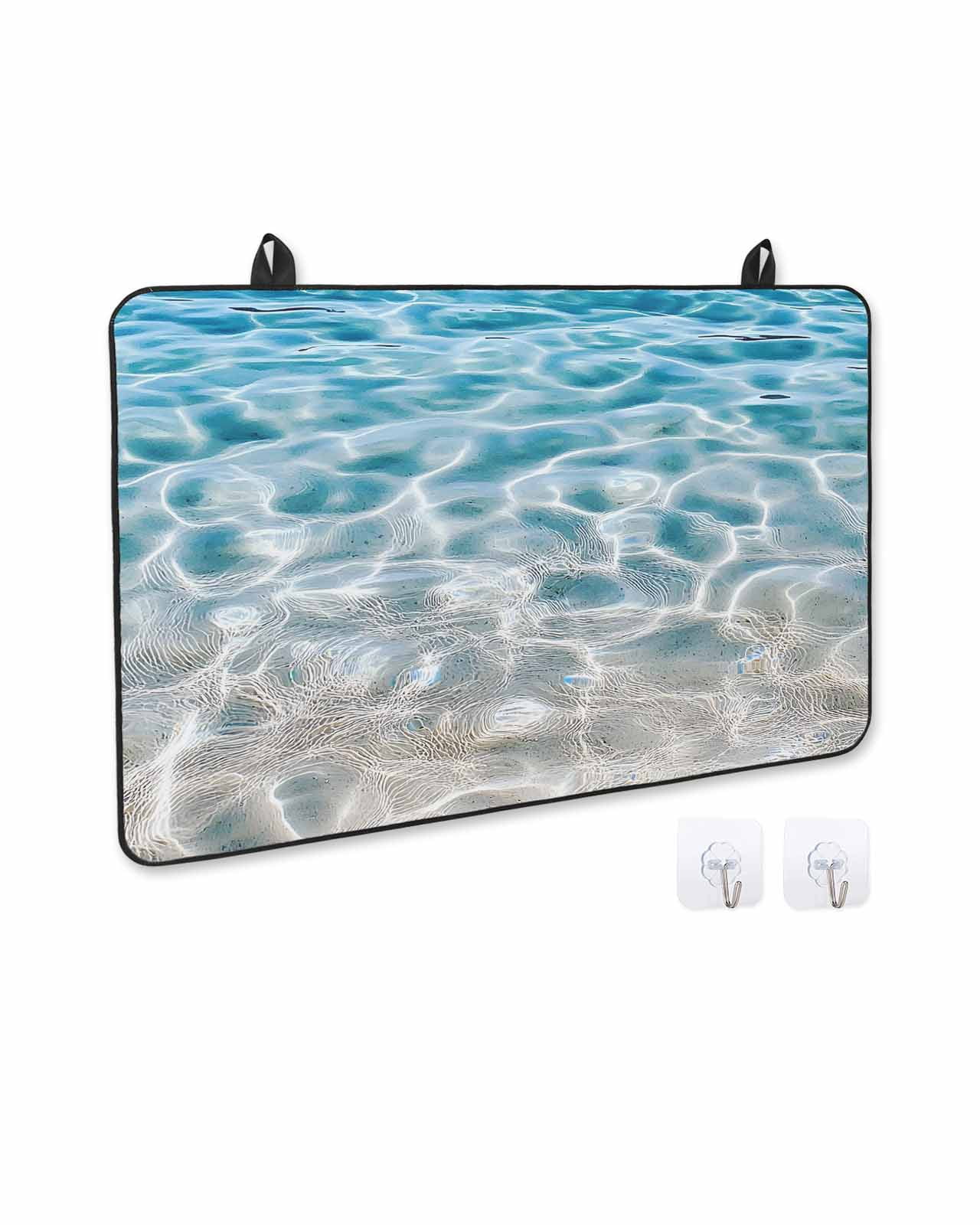 nqOlkjepod Large Induction Cooktop Protector Mat 24"x21", Blue Ocean Stove Top Covers for Electric Stove, Underwater Sea Waves Water Ripple Seascape Stove Burner Cover Mats, Glass Top Stove Cover